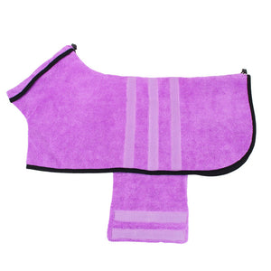 Dog Bathrobe Microfiber Drying Coat Super Absorbent Soft Bath Towel Adjustable for pet