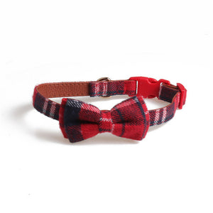 Plaid Printing Camouflage Dog Collars Cute Striped Bowknot for pet